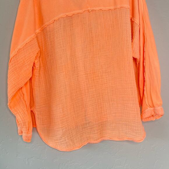 Urban Outfitters Out from Under Orange Gauzy Button Up Medium - Picture 8 of 10